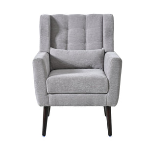 English Elm Modern Accent Chair with Ergonomic Chenille Upholstery, Padded Foam Seat and Solid Wood Legs, Stylish Lounge Seating for Living Room Bedroom Reading Nook Grey W1028P162720