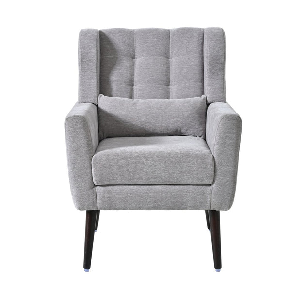 English Elm Modern Accent Chair with Ergonomic Chenille Upholstery, Padded Foam Seat and Solid Wood Legs, Stylish Lounge Seating for Living Room Bedroom Reading Nook Grey W1028P162720