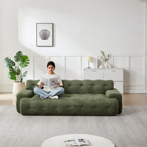 English Elm [video]87.4-inch Cloud Series Chenille Three-seater Sofa with Tufted Square Arms for Living Rooms Green W3505P383949