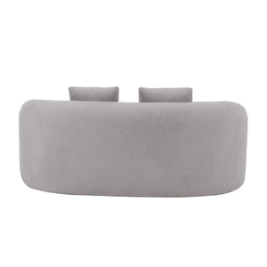 English Elm Grey Curved Loveseat Sofa with Round Armrest, Plush Foam+Spring Comfort, 2 Pillows, No Assembly W3612P332453