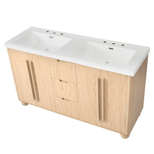 English Elm [video] 59 Inch Double Sink Vanity with Wood Grain Mdf Soft Close Doors and Resin Basins N759S425430N