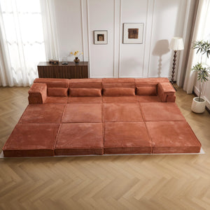 English Elm Compression Mahjong Sofa: Versatile No Assembly Modular Floor Sofa Bed For Cozy Living Spaces W3723S00038