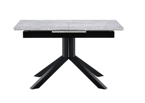 English Elm Modern Extendable Rectangular Dining Table with Scratch‑Resistant MDF Top and Matte Geometric Legs, Space‑Saving Centerpiece for Home or Office W3493S00008