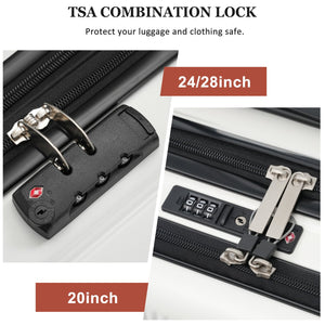 English Elm Luggage 5 Piece Hardside Abs Set with Front Access Carry on and Tsa Spinner Wheels White N732P391579K