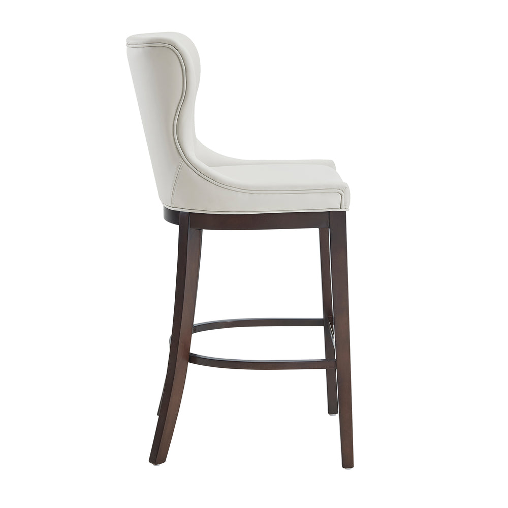 English Elm Blair Wood Upholstered Barstool - Elegant Wingback Design With Durable Beech Frame & Gold Footrest B365P398071