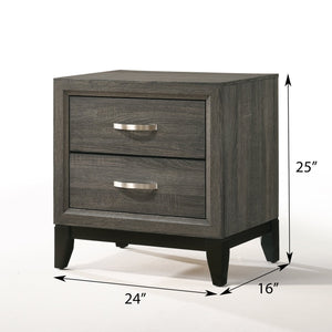 English Elm Weathered Weathered Grey 2-Drawer Nightstand with Rustic Finish, Ample Storage, Compact 25"H x 24"W B062P209015