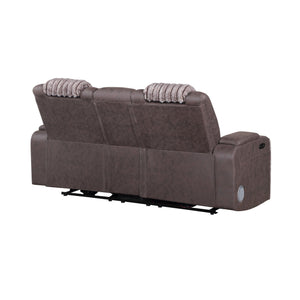 English Elm Duran Power Reclining Loveseat with Adjustable Headrests Led Lighting and Bluetooth Brown B201P412677