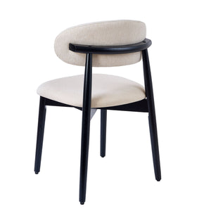 English Elm Beige Cotton Linen Armless Dining Chairs with Oak Legs Ergonomic Set of 2 W5815P476383