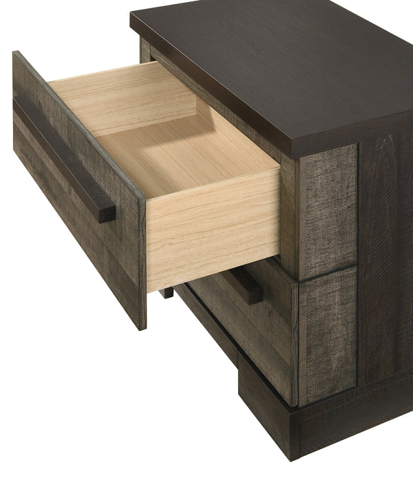 English Elm 1pc Contemporary 2-Drawer Nightstand Gray Wood Finish Compact Bedroom Storage Table with Sleek Design Brown 29 L x 19.1 W x 26 H B011P210423