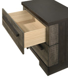 English Elm 1 Piece Contemporary 2-Drawer Nightstand Brown Gray Finish Wooden Bedroom Furniture