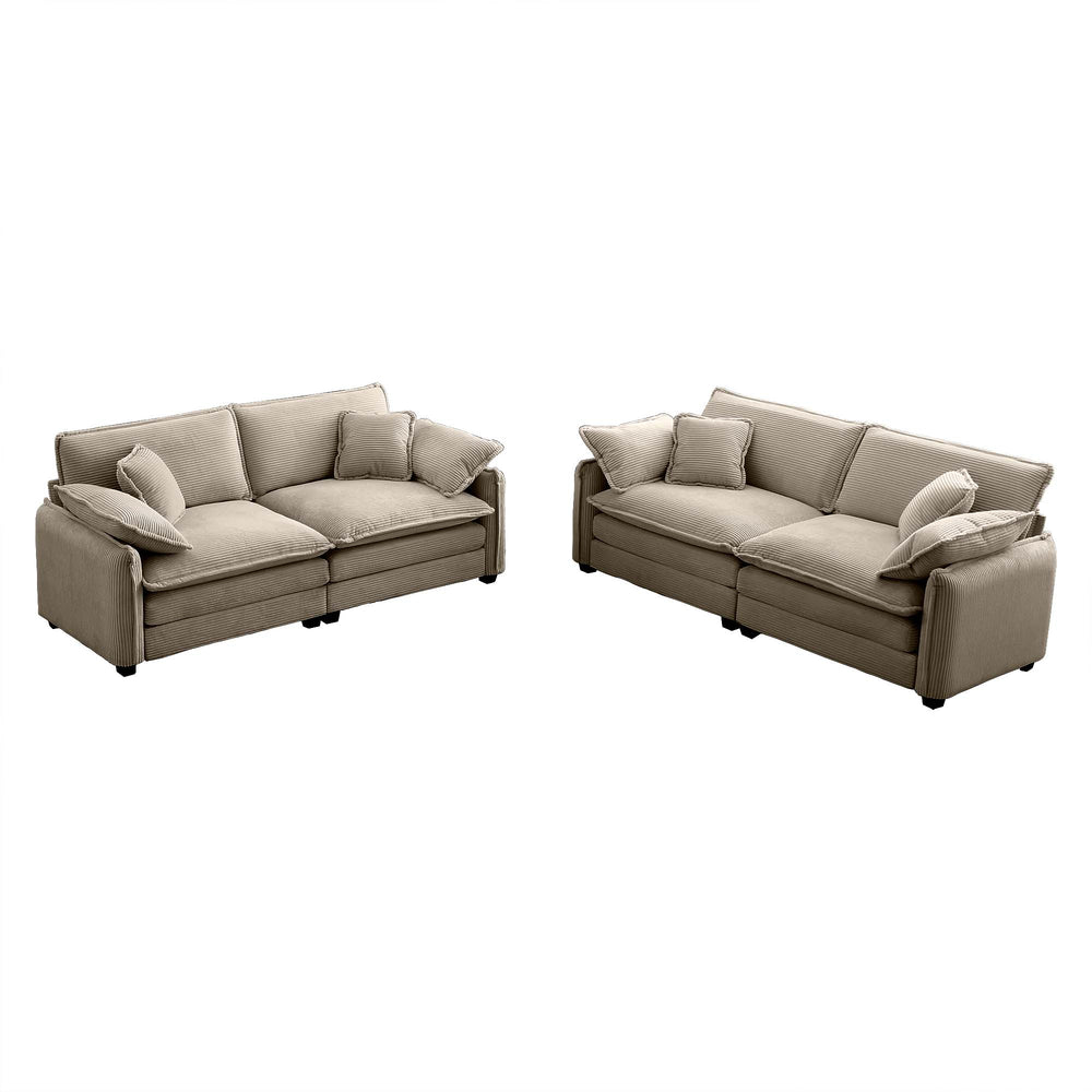 English Elm Modern Two-Piece Sofa Set In Tan Corduroy – Stylish, Comfortable Seating For Living Rooms & Bedrooms W714S00712