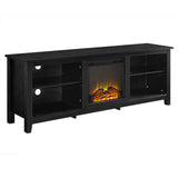 70" Fireplace TV Stand- Black W70FP18BL Walker Edison