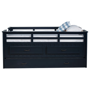 English Elm Starboard Twin Captain Bed with Trundle Storage Drawers and Guardrails for Kids B062S01453