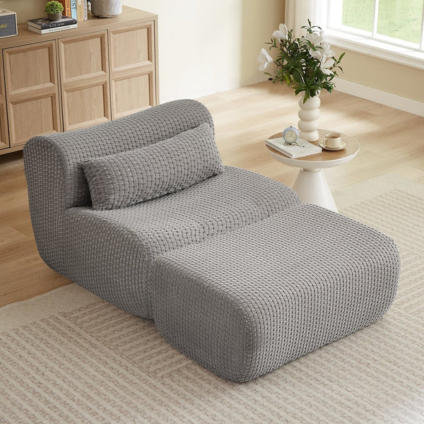 English Elm Loveseat Corduroy Cloud Couch Modular Boneless Design for Relaxed Living Spaces Grey W2339P461307