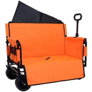 English Elm 3-in-1 Convertible Folding Wagon with Bench Seat Steel Frame 500lb Capacity Orange W2932P283542