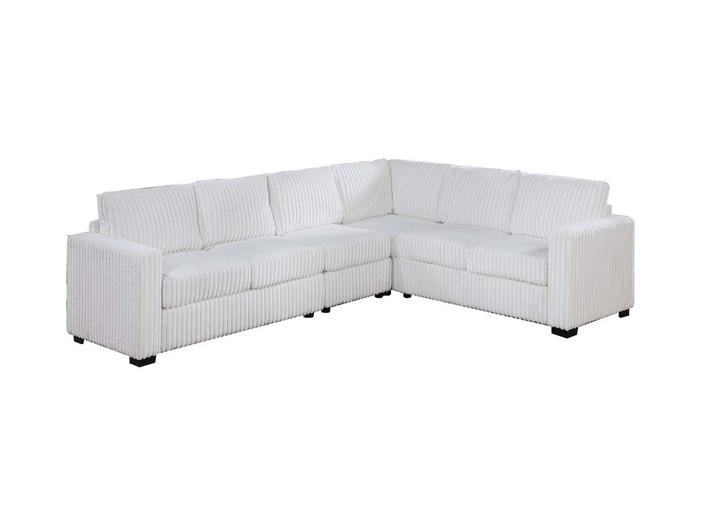 English Elm Elegant Plush 4-Pc Sectional Sofa Set with Corduroy Upholstery Spacious L-Shaped Lounge for 5 Milk White 54 L x 39 W x 27 H B011S01749