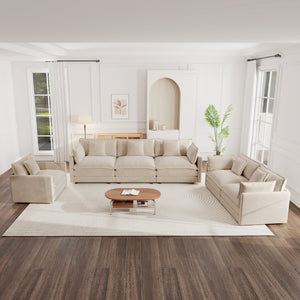 English Elm Modern Chenille Sectional Sofa Set Three Piece Extra Deep Living Room Seating W714S00892