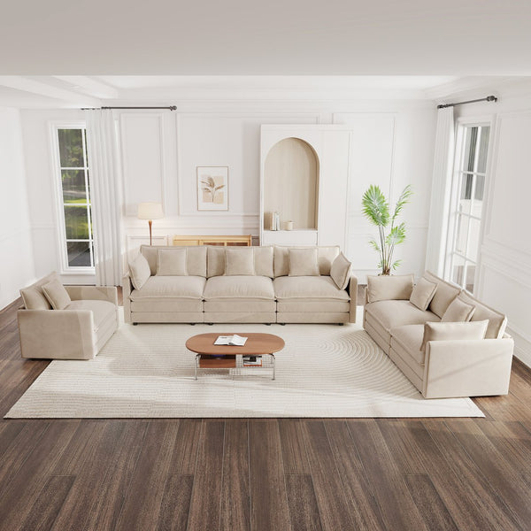 English Elm Modern Chenille Sectional Sofa Set Three Piece Extra Deep Living Room Seating W714S00892