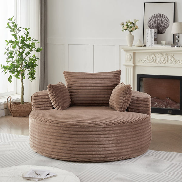 English Elm 55'l Corduroy Sleeper Chair Fluffy Lounge Seat for Bedroom or Media Room W834P403827