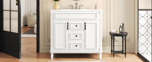 English Elm 36'' Modern Bathroom Vanity With Soft-Close Doors, Elegant Ceramic Sink, And Ample Storage Space N710P230231K