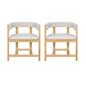 English Elm Dining Arm Chairs Set of 2 Barrel Back Rubberwood Frame with Cushioned Upholstery Beige+Natural N771P243844N