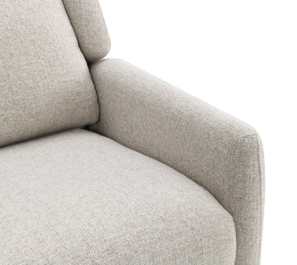 English Elm Mid-Century Psyche Pushback Recliner Linen-Look Beige High Back Channel Detail Espresso Legs - Cozy Supportful Style B2741P397641