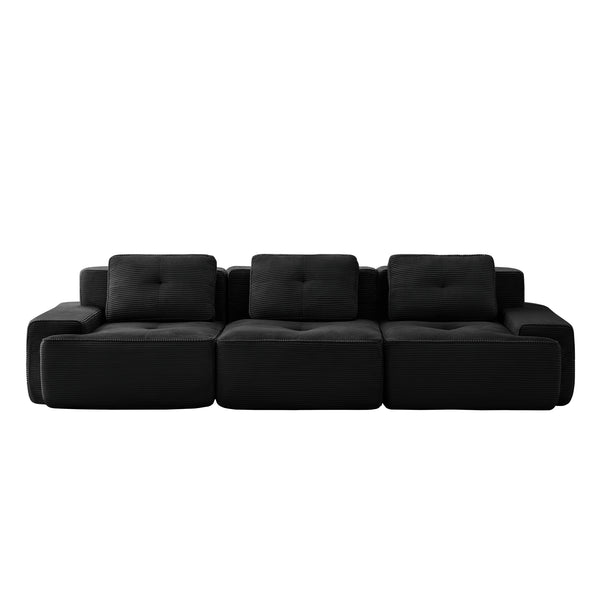English Elm 117" Modern Modular Sectional Sofa - Luxurious Corduroy, Deep Seating, No Assembly, Anti-Slip Design W714S01476