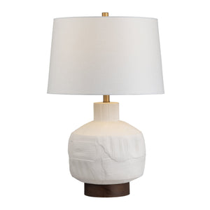 Crestview Collection 27"H Elegant Ceramic & Wood Table Lamp - Sculptural Design With Tapered Shade For Versatile Lighting   Cvazp124