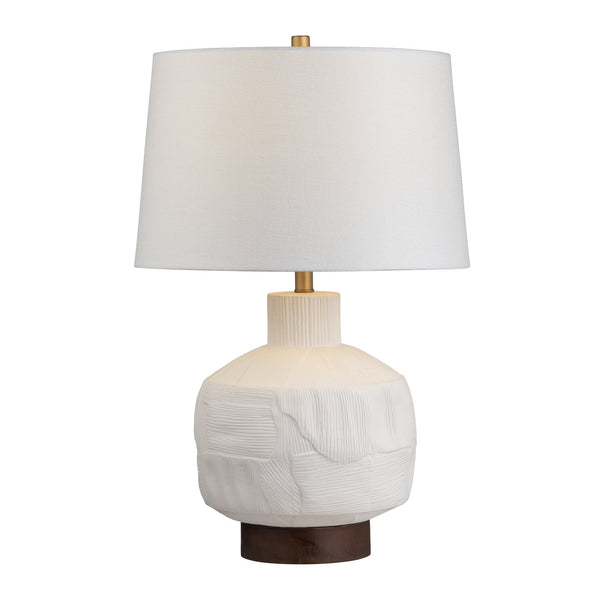 Crestview Collection 27"H Elegant Ceramic & Wood Table Lamp - Sculptural Design With Tapered Shade For Versatile Lighting   Cvazp124
