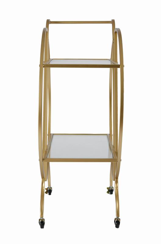 English Elm Gold Rolling Bar Cart with Mirrored Glass Shelves and Lockable Wheels for Glam Spaces W3123P480999