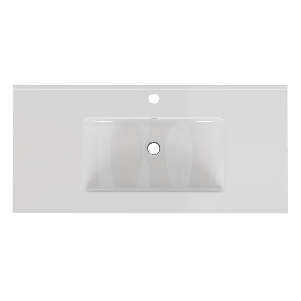 English Elm 36-inch Ceramic Drop-in Bathroom Sink for Vanities with Glazed Minimalist Profile W3151P360953