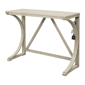 English Elm Topmax Farmhouse Counter Dining Set with Built-in Usb Charging and Upholstered Stools White N717P352068A