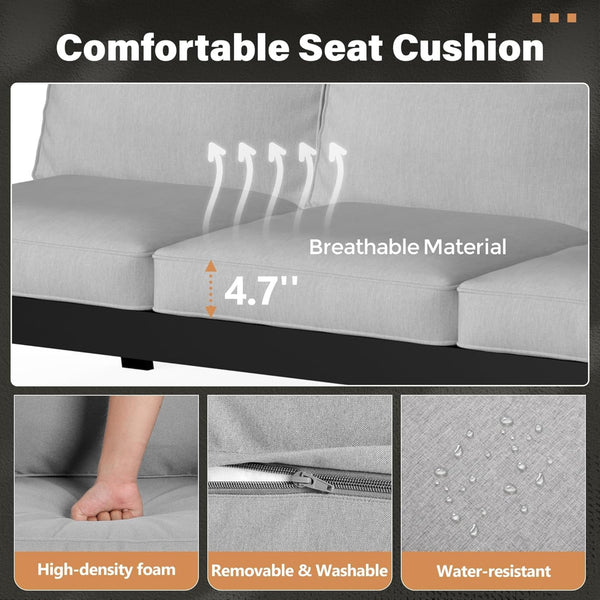 English Elm Set of 2 Outdoor Aluminum Patio Armchairs Rust Proof Frame with Plush Foam Cushions Black+ Gray B082P454983