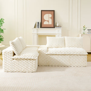 English Elm Luxury Turtle Velvet Multifunctional Sofa - Modular 4-Seater White/Green/Black/Pink, 400lb Capacity, Cozy Stylish Living Room Statement Piece W3371S00039