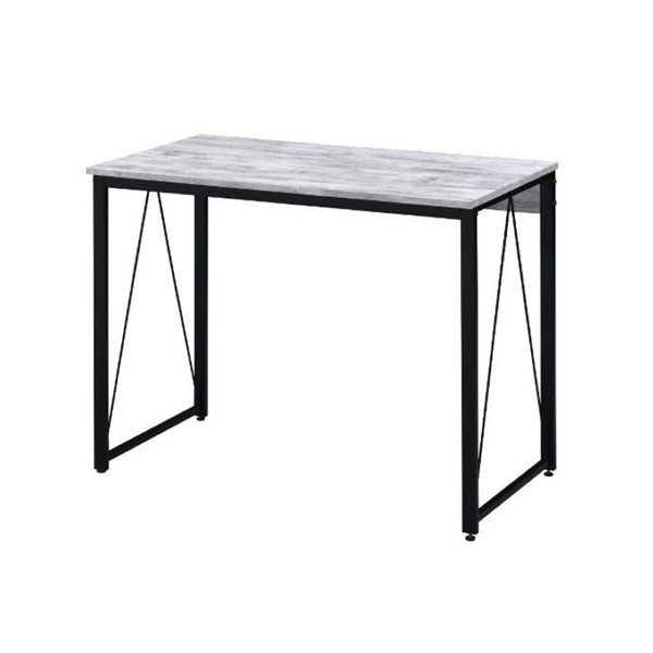 English Elm Rectangular Writing Desk - Rustic Industrial Style With Antique White Top & Black Metal Base Design B016P311294-GIGA