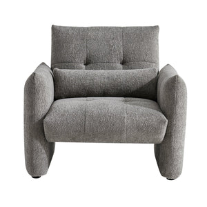 English Elm Ergonomic Tufted Velvet Accent Chair Solid Wood Frame with Lumbar Support Compact Seating Gray W1765P366981