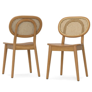 English Elm Rachel Kiln-Dried Beech Wood Dining Chairs (Set of 2) with Rattan Cane Back, Natural Finish, Eco-Friendly B136P266937