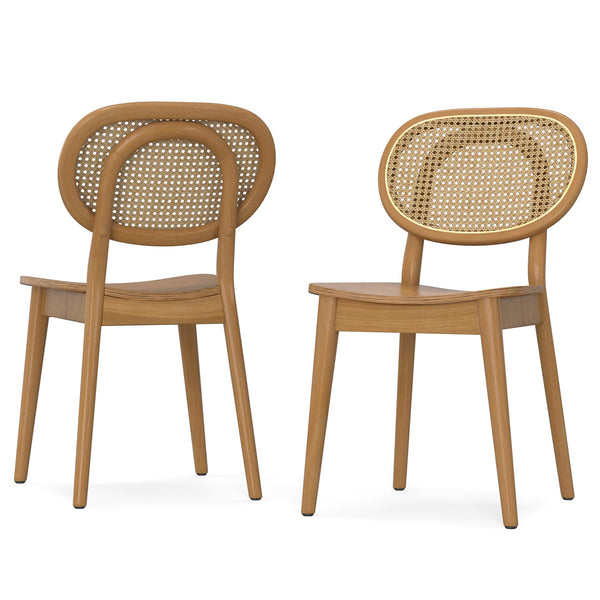 English Elm Rachel Kiln-Dried Beech Wood Dining Chairs (Set of 2) with Rattan Cane Back, Natural Finish, Eco-Friendly B136P266937