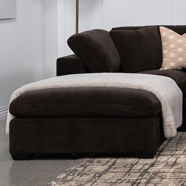 English Elm Rectangular Upholstered Tufted Ottoman with Grid Stitch Detailing for Cozy Lounging and Coffee Table Use Chocolate B016P370167
