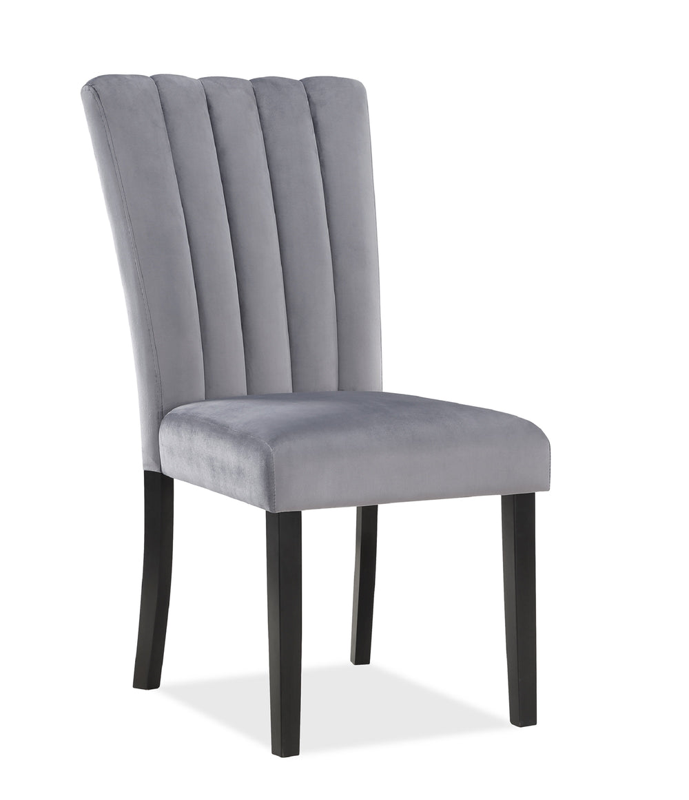 English Elm 2pc Velvet Upholstered Counter Height Chairs with Channel Tufted Back and Solid Wooden Legs, Set Black,Gray 41.5 L x 23 W x 12 H B011P261181