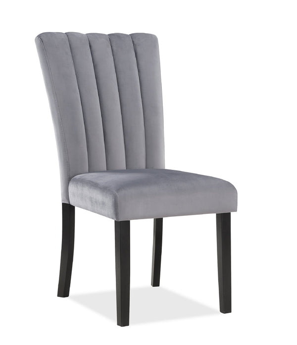 English Elm 2pc Velvet Upholstered Counter Height Chairs with Channel Tufted Back and Solid Wooden Legs, Set Black,Gray 41.5 L x 23 W x 12 H B011P261181