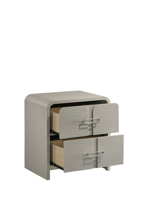 English Elm Aria Gloss Finish 2-drawer Nightstand with Illuminated Top and Textured Front Panels B009P355215