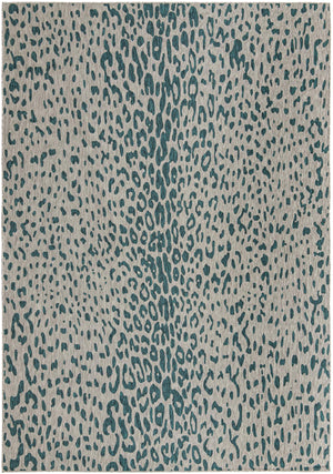 Unique Loom Outdoor Safari Samburu Machine Made Animal Print Rug Teal, Gray 10' 0" x 14' 1"