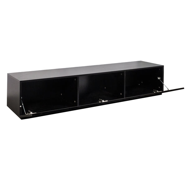 English Elm Modern Floating Media Console with Drop Down Doors and Display Shelf for Living Rooms W331P361255