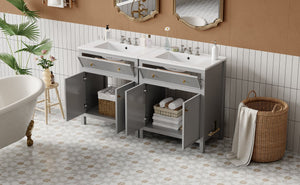 English Elm 60'' Modern Bathroom Vanity Set With Ceramic Sink, Soft Closing Doors, Space-Saving Grey Design N710SS00007E