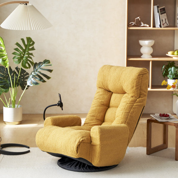 English Elm Adjustable ergonomic gaming lounge chair with 360° swivel, spring seat comfort and phone holder Yellow W244P172638