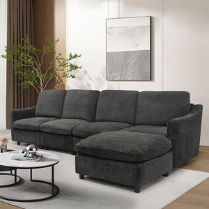 English Elm Modern Oversized Deep Seat Sectional Sofa with Reversible Chaise, Plush Loop Yarn, Memory Foam Comfort W1183S00012