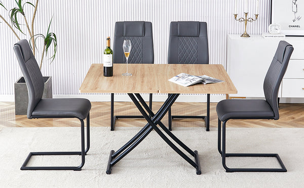 English Elm Modern Lift Top Multifunctional Table Mfc Surface Black Metal Legs Small Space Desk W1151P149702