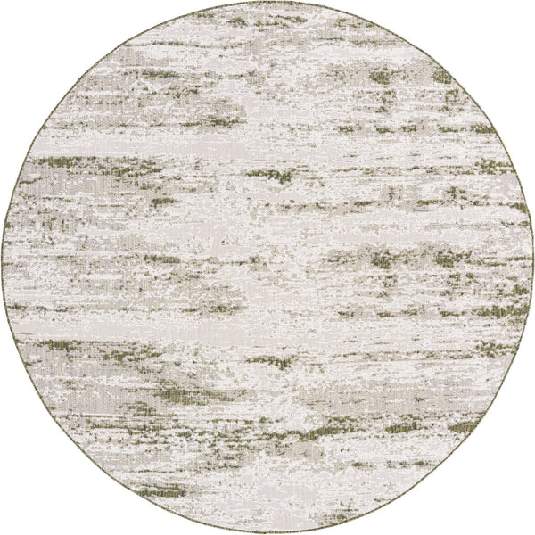 Unique Loom Outdoor Modern Cartago Machine Made Abstract Rug Green, Ivory 10' 0" x 10' 0"
