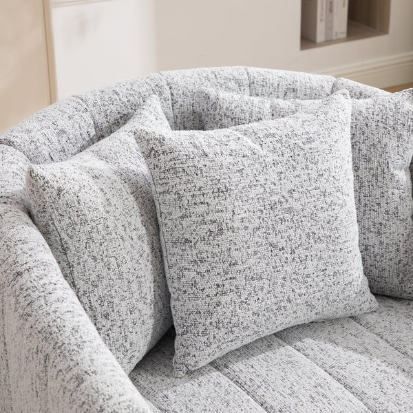 English Elm 39"w Chenille Barrel Swivel Chair Tufted Pumpkin Silhouette Cozy Reading Accent Seat White+Black W3118S00039